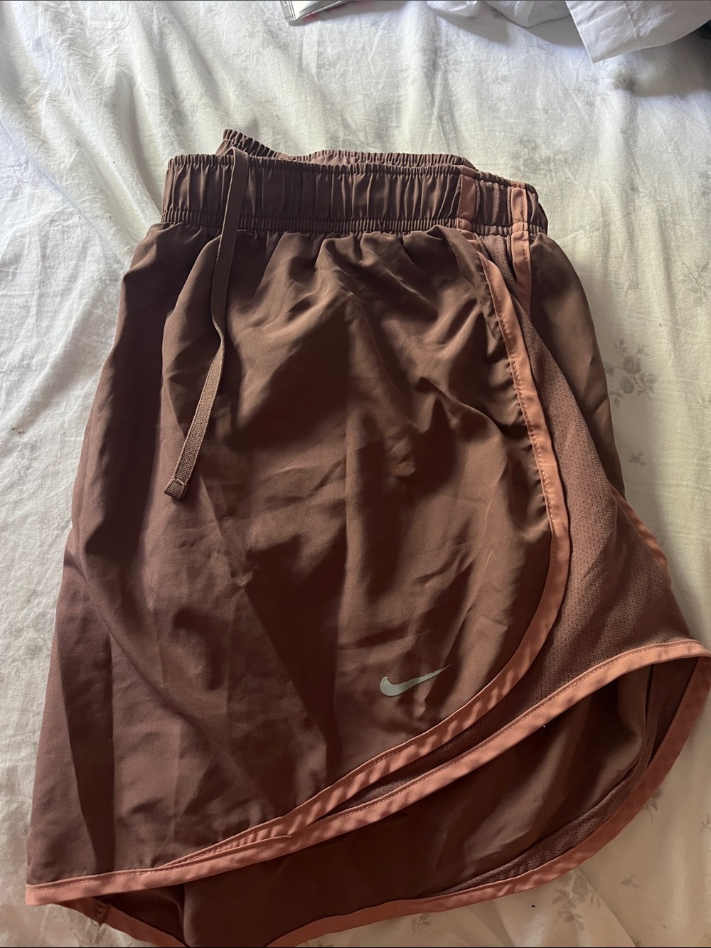 Nike Brown Running Shorts with Pink-Trim